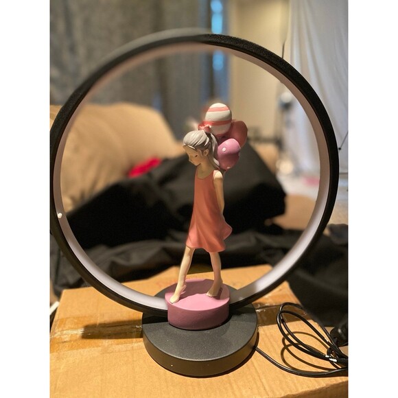 NIB  Ayra Luxury Baloon Girl Sculpture Decoration Resin Lamp Pink  Iron base - Picture 12 of 12